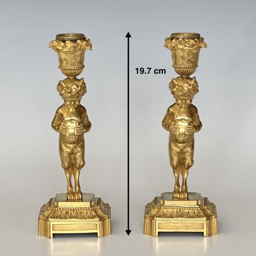PAIR OF FRENCH SATYR ORMOLU CANDLESTICKS - ADDITIONAL PHOTO 7