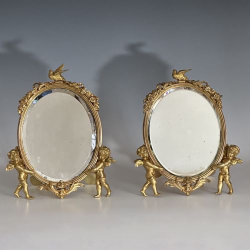 A PAIR OF FRENCH ORMOLU EASEL MIRRORS - ADDITIONAL PHOTO 1