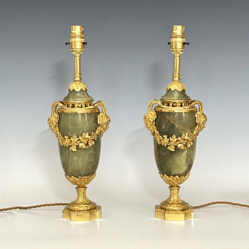 PAIR OF ONYX ORMOLU TABLE LAMPS - ADDITIONAL PHOTO 6
