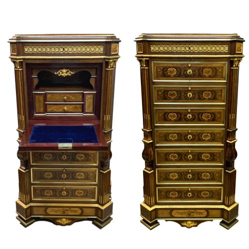 MAISON KRIEGER FRENCH MARQUETRY INLAID SECRETAIRE SEMANIER - ADDITIONAL PHOTO 2