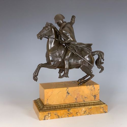 FRENCH EQUESTRIAN BRONZE SIENNA MARBLE NAPOLEON ON HORSEBACK - ADDITIONAL PHOTO 4