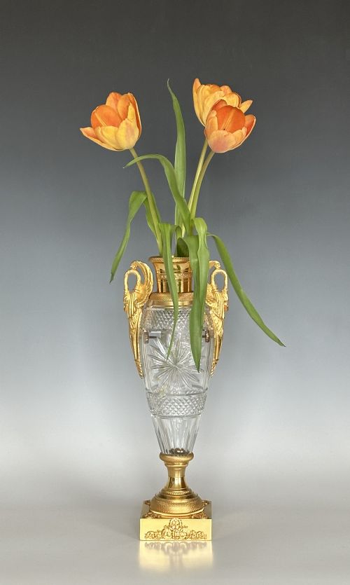 FRENCH EMPIRE ORMOLU MOUNTED GLASS VASE - ADDITIONAL PHOTO 1