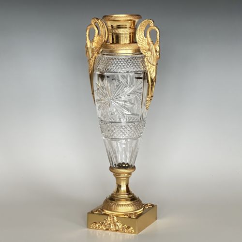 FRENCH EMPIRE ORMOLU MOUNTED GLASS VASE - ADDITIONAL PHOTO 3