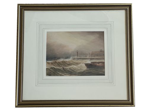 PAIR OF EDWARDIAN SEASCAPE WATERCOLOURS ST HILDA'S - ADDITIONAL PHOTO 1