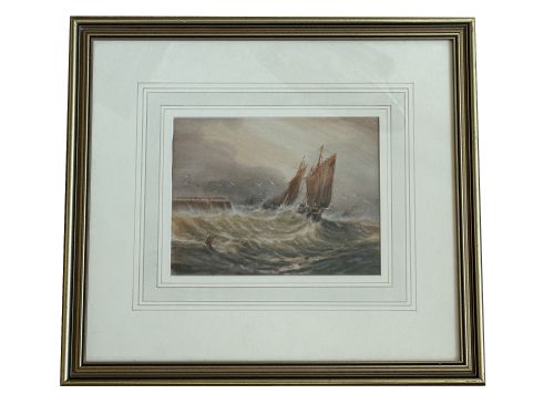 PAIR OF EDWARDIAN SEASCAPE WATERCOLOURS ST HILDA'S - ADDITIONAL PHOTO 2