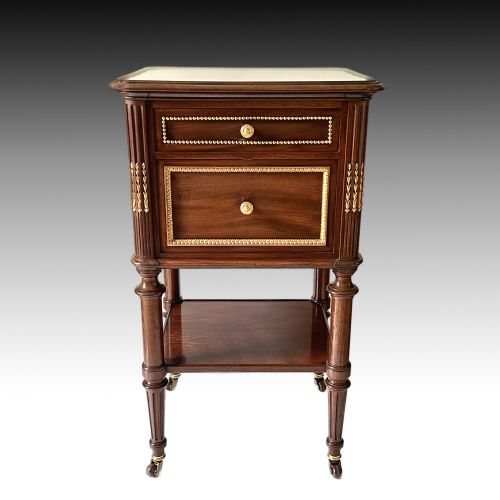 FRENCH MAHOGANY ORMOLU BEDSIDE CABINET - ADDITIONAL PHOTO 4
