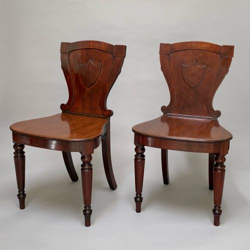 PAIR OF GEORGE IV MAHOGANY HALL CHAIRS - ADDITIONAL PHOTO 2