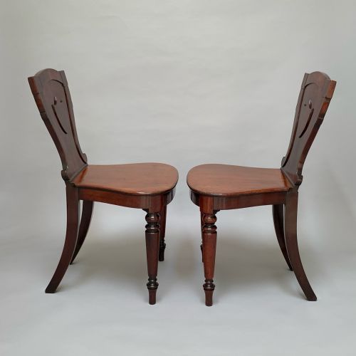 PAIR OF GEORGE IV MAHOGANY HALL CHAIRS - ADDITIONAL PHOTO 4