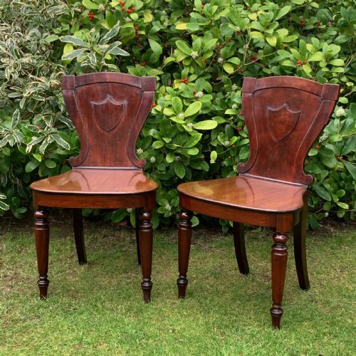 PAIR OF GEORGE IV MAHOGANY HALL CHAIRS - ADDITIONAL PHOTO 5