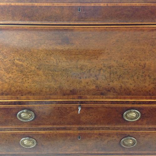 HEPPLEWHITE PERIOD FIGURED YEW WOOD CYLINDER BUREAU - ADDITIONAL PHOTO 1