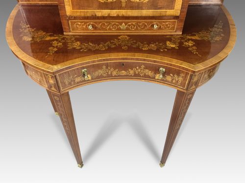 VICTORIAN MAHOGANY MARQUETRY BONHEUR DU JOUR CABINET EDWARDS ROBERTS - ADDITIONAL PHOTO 2