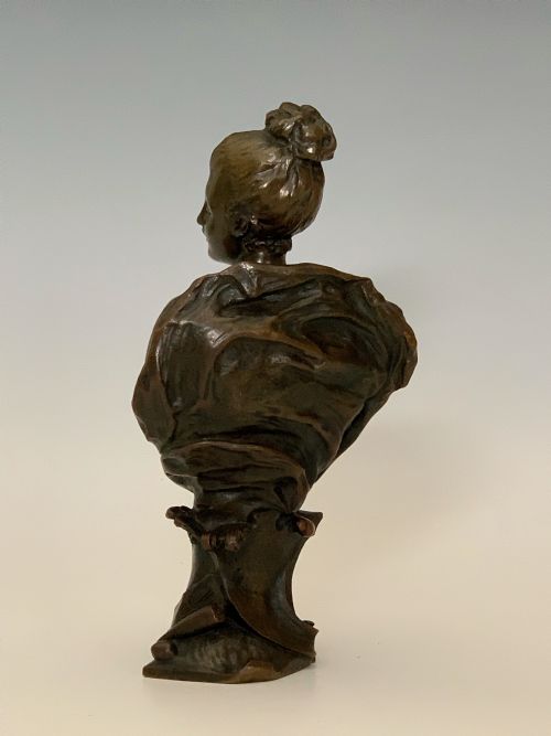 ART NOUVEAU EMILE LAPORTE BRONZE BUST - ADDITIONAL PHOTO 1