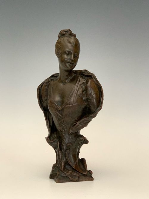 ART NOUVEAU EMILE LAPORTE BRONZE BUST - ADDITIONAL PHOTO 4