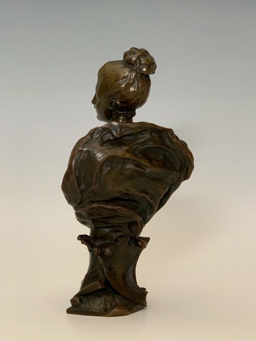 ART NOUVEAU EMILE LAPORTE BRONZE BUST - ADDITIONAL PHOTO 6