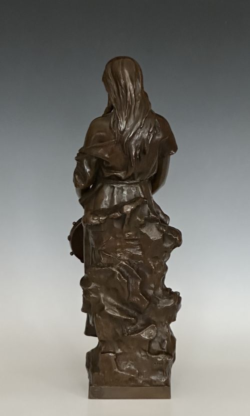 CLAUDIUS MARIOTON FRENCH BRONZE FIGURE OF TAMBOURINE PLAYER - ADDITIONAL PHOTO 5