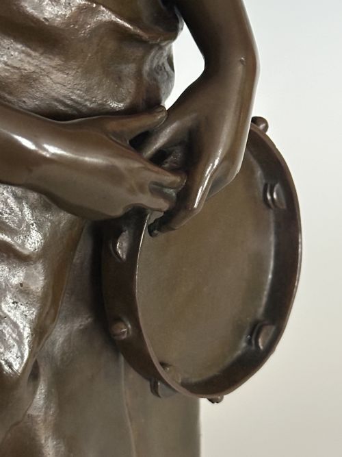 CLAUDIUS MARIOTON FRENCH BRONZE FIGURE OF TAMBOURINE PLAYER - ADDITIONAL PHOTO 10