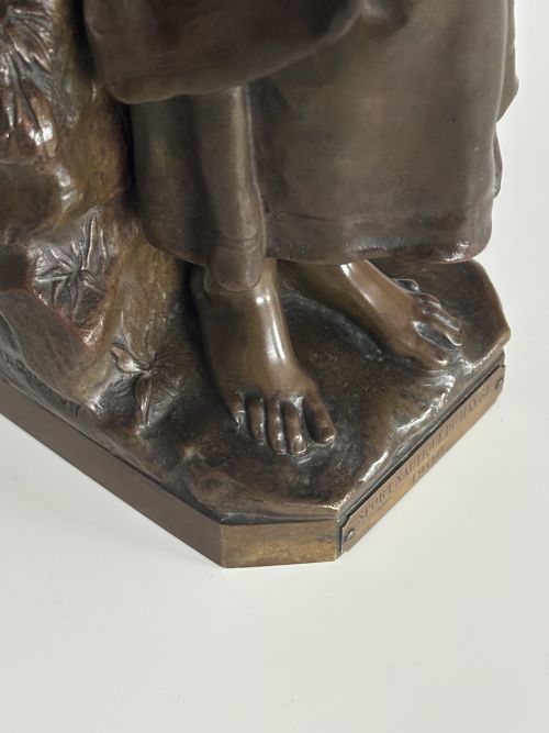 CLAUDIUS MARIOTON FRENCH BRONZE FIGURE OF TAMBOURINE PLAYER - ADDITIONAL PHOTO 11