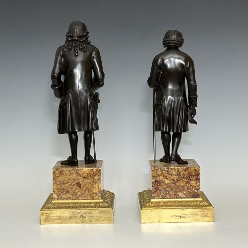 FRENCH RESTAURATION PERIOD LARGE PAIR BRONZE ROUSSEAU VOLTAIRE - ADDITIONAL PHOTO 6