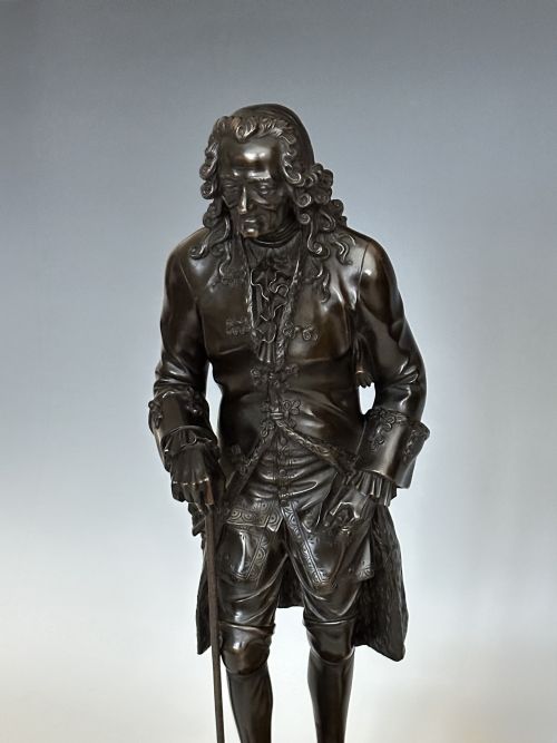 FRENCH RESTAURATION PERIOD LARGE PAIR BRONZE ROUSSEAU VOLTAIRE - ADDITIONAL PHOTO 8