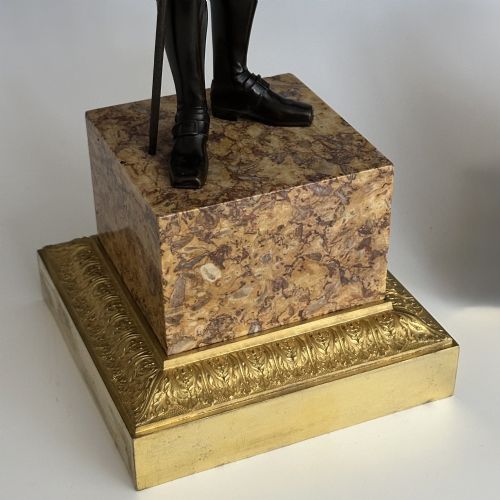 FRENCH RESTAURATION PERIOD LARGE PAIR BRONZE ROUSSEAU VOLTAIRE - ADDITIONAL PHOTO 9