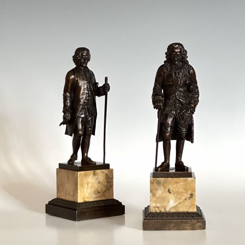 FRENCH RESTAURATION PERIOD BRONZES VOLTAIRE ROUSSEAU - ADDITIONAL PHOTO 3