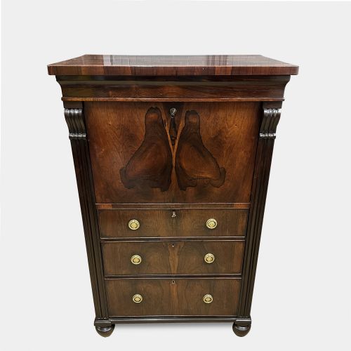 GEORGE IV ROSEWOOD WRITING CABINET WELLINGTON CHEST - ADDITIONAL PHOTO 2