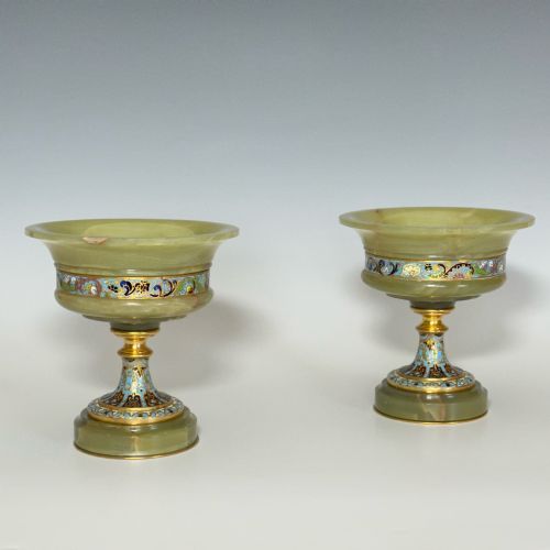 pair of french champleve ormolu onyx tazzas - CATEGORY: ANTIQUE MISCELLANEOUS - DATED 1880