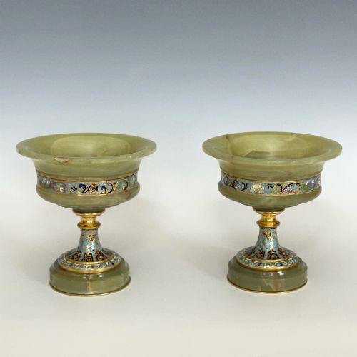 PAIR OF FRENCH CHAMPLEVE ORMOLU ONYX TAZZAS - ADDITIONAL PHOTO 8
