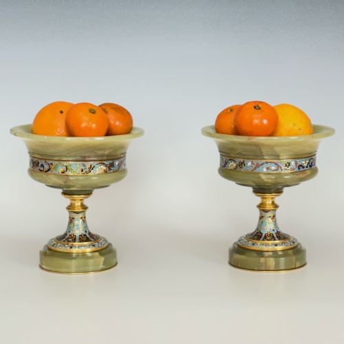 PAIR OF FRENCH CHAMPLEVE ORMOLU ONYX TAZZAS - ADDITIONAL PHOTO 9