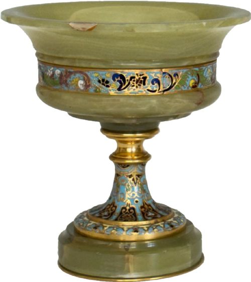 PAIR OF FRENCH CHAMPLEVE ORMOLU ONYX TAZZAS - ADDITIONAL PHOTO 10