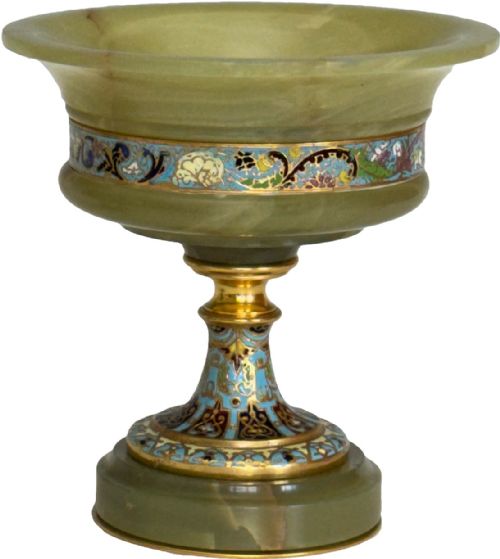 PAIR OF FRENCH CHAMPLEVE ORMOLU ONYX TAZZAS - ADDITIONAL PHOTO 11