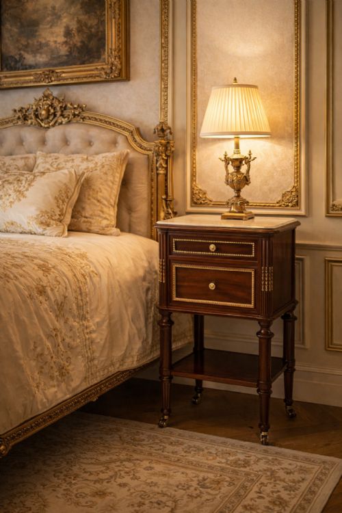 FRENCH MAHOGANY ORMOLU BEDSIDE CABINET - ADDITIONAL PHOTO 5