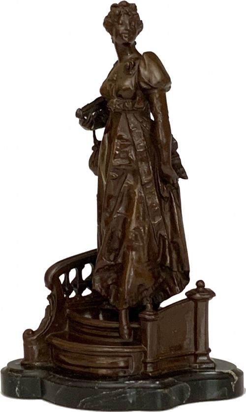 GEORGES VAN DER STRAETEN BRONZE OF AN ELEGANT LADY