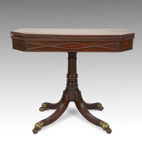 GEORGE IV MAHOGANY PEDESTAL CARD TABLE