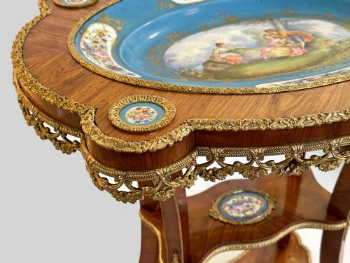 MILLET NAPOLEON III TULIPWOOD ORMOLU MOUNTED SEVRES PORCELAIN INSET GURIDON - ADDITIONAL PHOTO 5