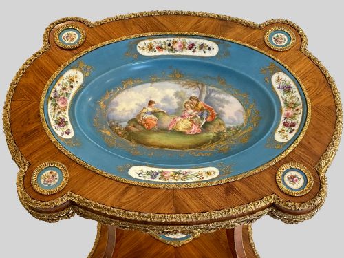 MILLET NAPOLEON III TULIPWOOD ORMOLU MOUNTED SEVRES PORCELAIN INSET GURIDON - ADDITIONAL PHOTO 7