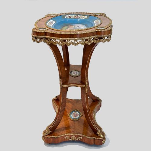 MILLET NAPOLEON III TULIPWOOD ORMOLU MOUNTED SEVRES PORCELAIN INSET GURIDON - ADDITIONAL PHOTO 12