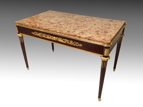 LOUIS XVI STYLE CENTRE TABLE WITH MARBLE TOP ORMOLU MOUNTS - ADDITIONAL PHOTO 1