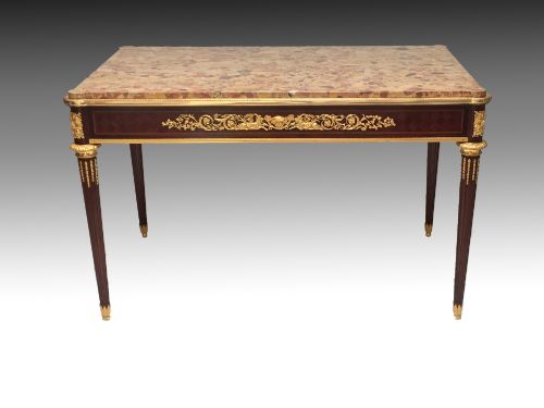 LOUIS XVI STYLE CENTRE TABLE WITH MARBLE TOP ORMOLU MOUNTS - ADDITIONAL PHOTO 3