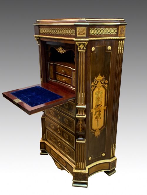 Maison Krieger French Marquetry Inlaid Secretaire Semanier