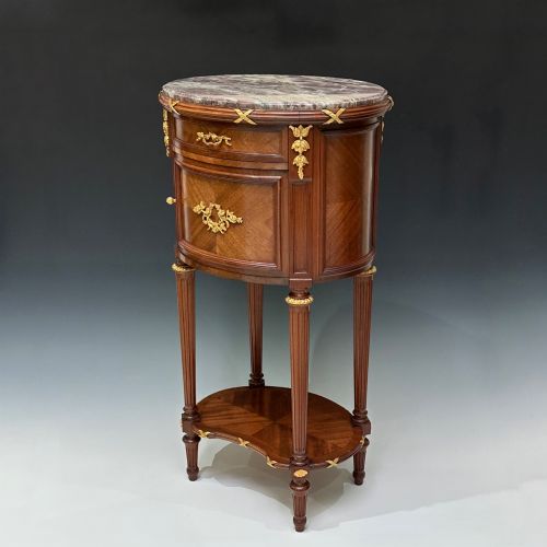 French Mahogany Bedside Table De Nuit François Linke