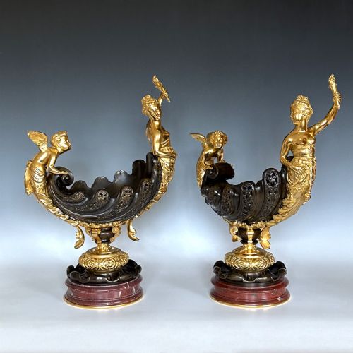 Pair of French Ormolu & Bronze Centrepieces