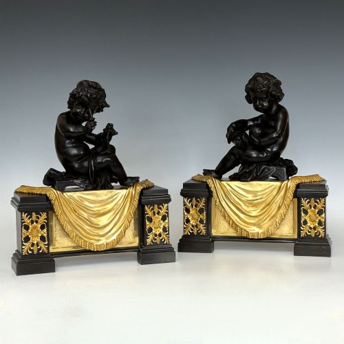 Attractive Pair of Bronze & Ormolu French Chenets