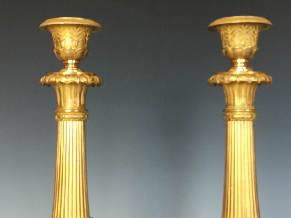 Antique Pair of Charles X Gilt Bronze Candlesticks View IV
