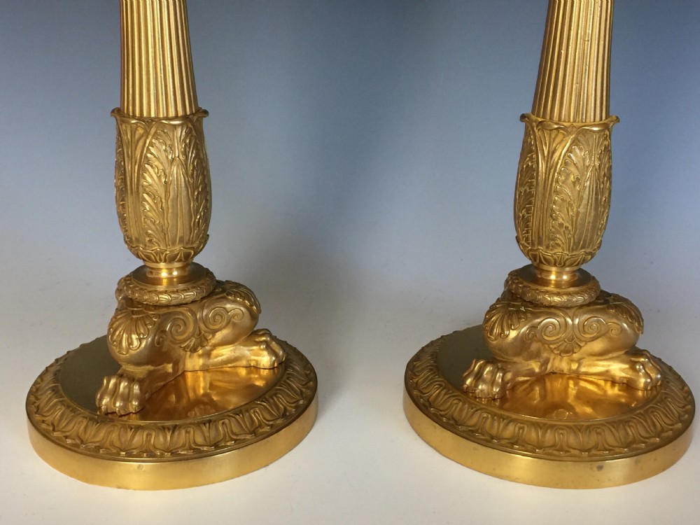 Antique Pair of Charles X Gilt Bronze Candlesticks View V