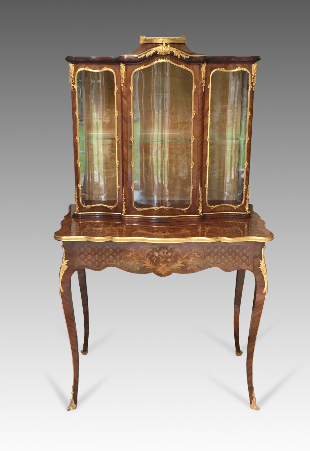 Antique French Kingwood Ormolu Mounted Vitrine on Stand