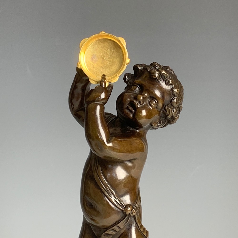 Antique Napoleon III Bronze Figures of Putti After Clodion View III