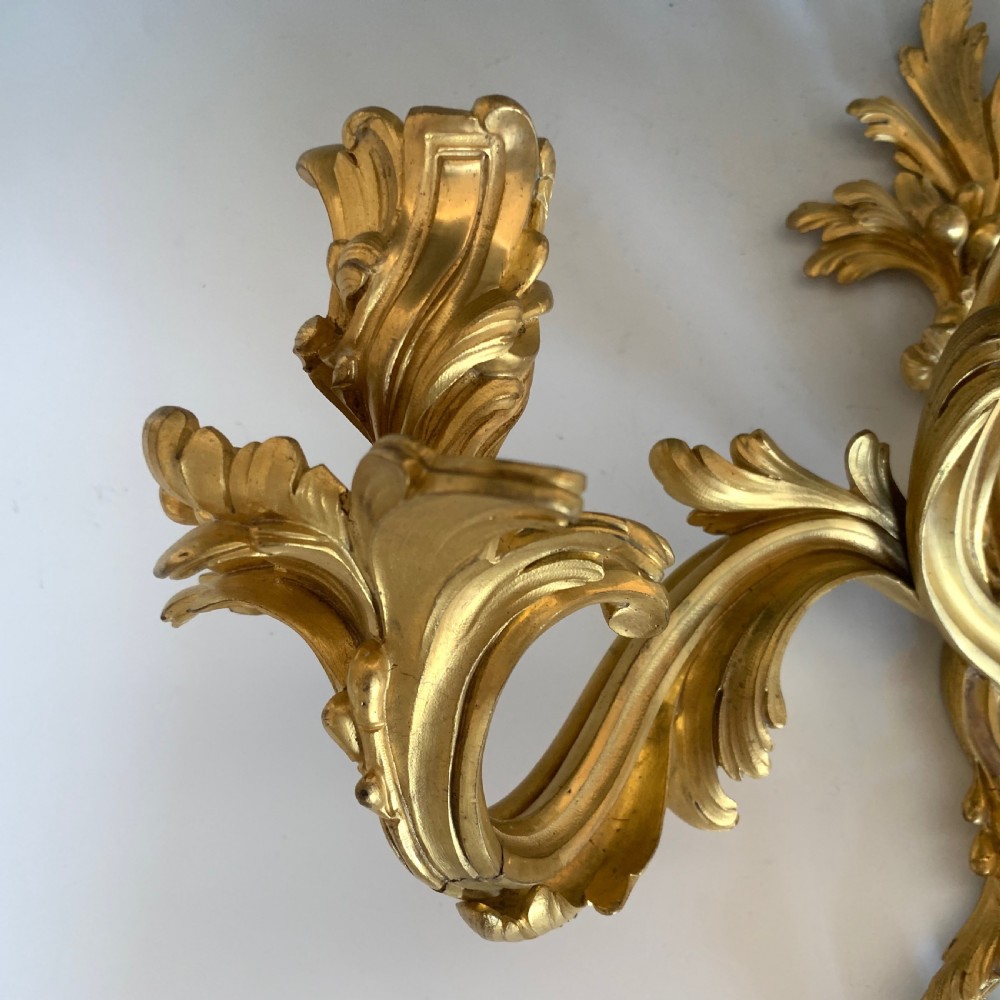 Antique French 19th Century Gilt Bronze Louis XV Style Wall Light Sconce View IV