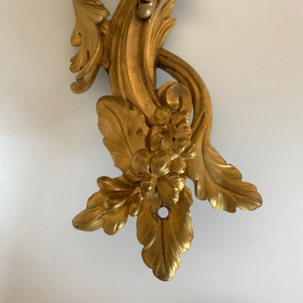 Antique French 19th Century Gilt Bronze Louis XV Style Wall Light Sconce View V