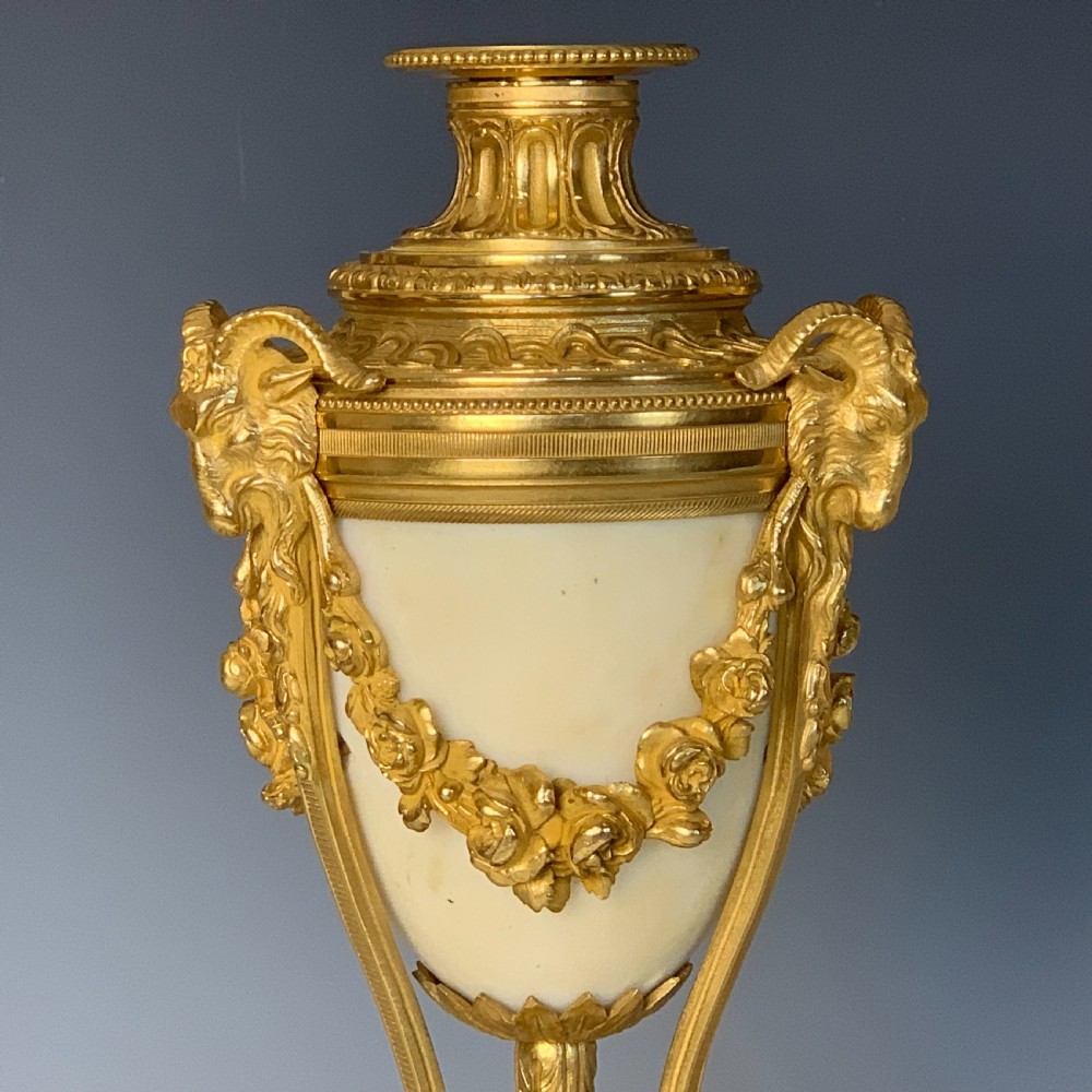 Gilt Bronze & Marble Napoleon III Candlesticks in Louis XVI Style View II